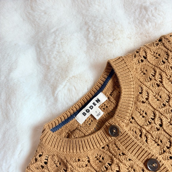 Boden short sleeve crochet cardigan in gingerbread - small - Picture 4 of 6